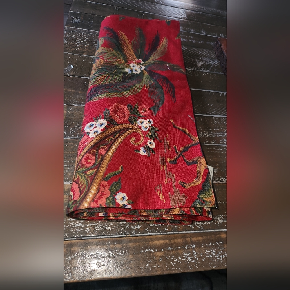Pottery Barn Red Chinoiserie Elephant/Camel Rare Table Runner